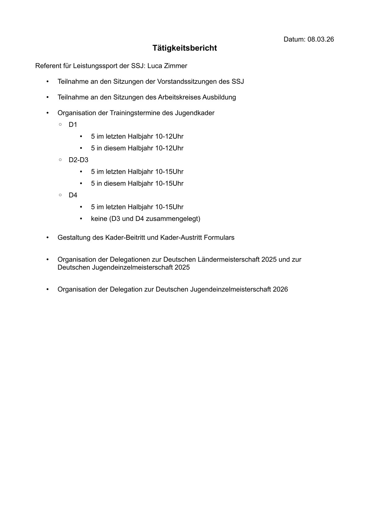 Tätigkeitsbericht Luca Zimmer 2026